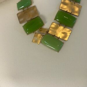 Modern Geometric Green and Gold Necklace